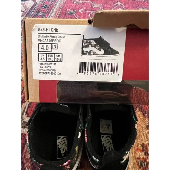 Vans Kids Black Floral Crib Shoes - Picture 5 of 5